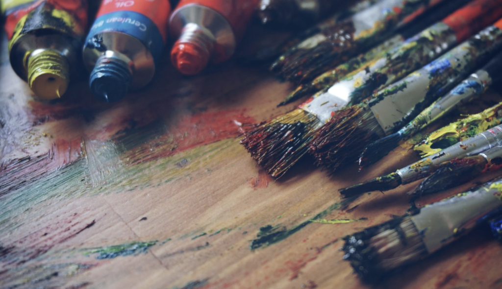paint brushes on wood