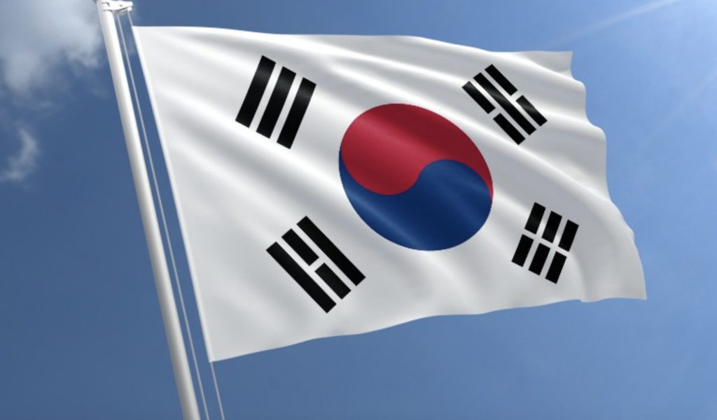 Korean flag on blue sky background