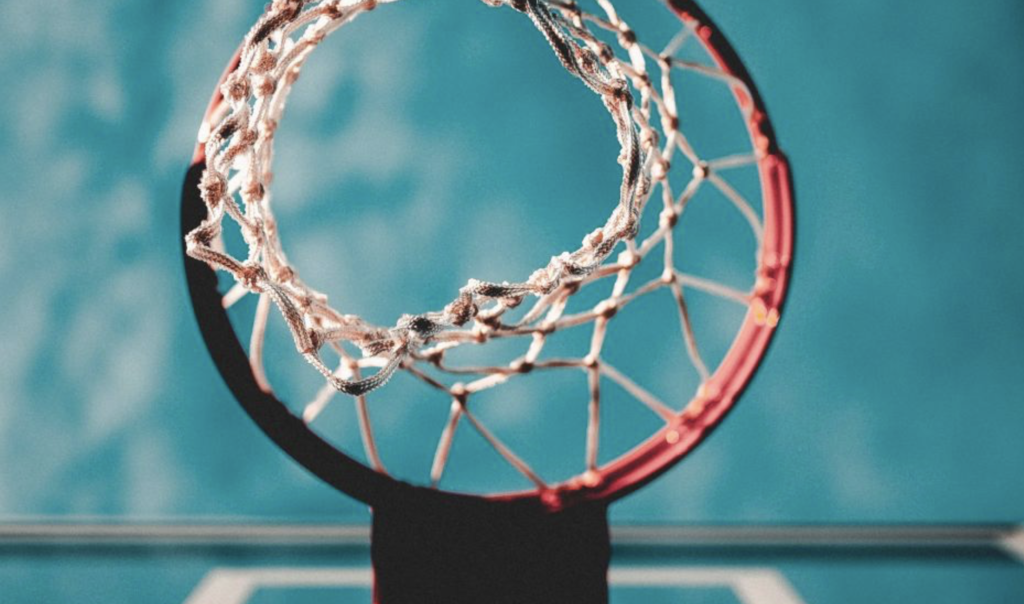 closeup of basketball net