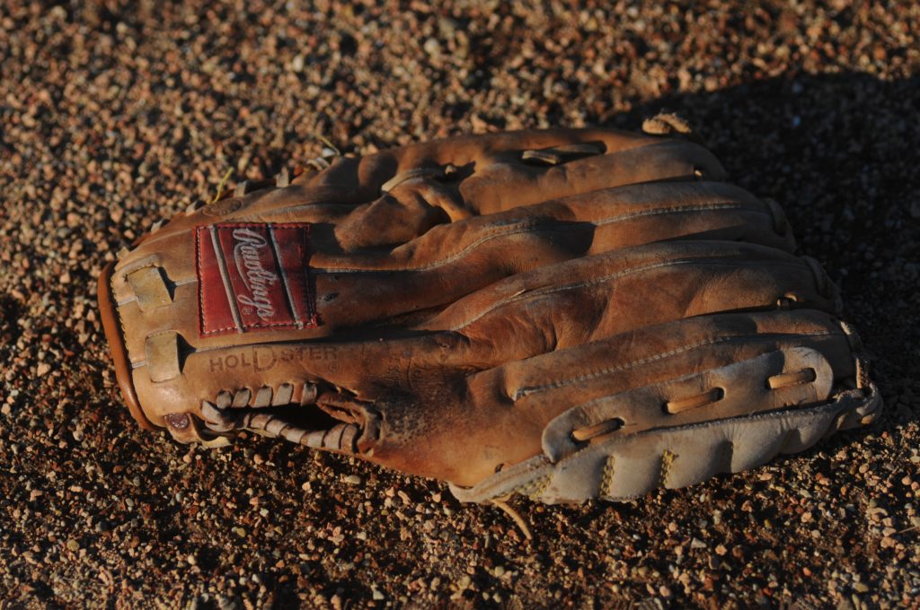 worn leather catching mitt